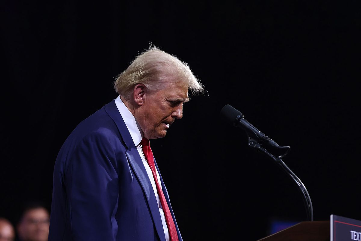 Republican presidential nominee, former U.S. President Donald Trump, speaks during a campaign event at the Linda Ronstadt Music Hall on September 12, 2024 in Tucson, Arizona. (Justin Sullivan/Getty Images)