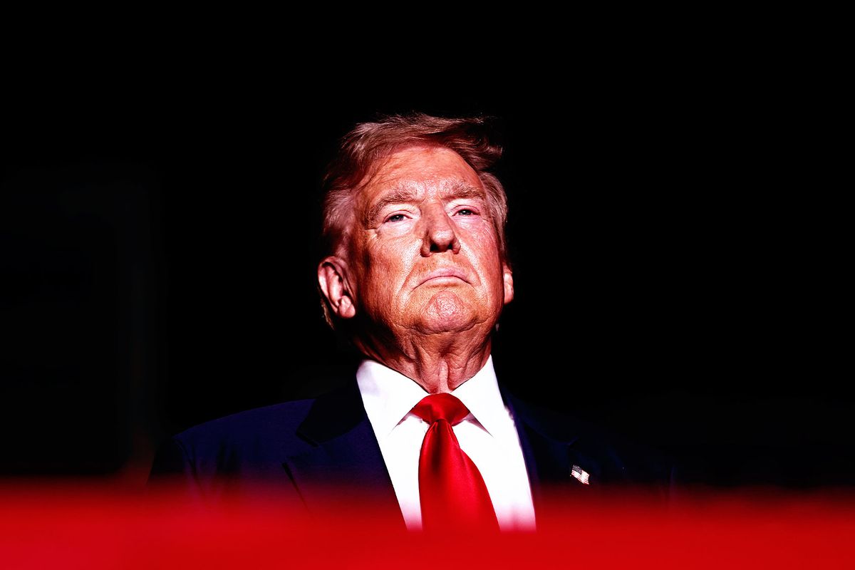 Republican presidential nominee, former U.S. President Donald Trump, looks on during a campaign rally at The Expo at World Market Center Las Vegas on September 13, 2024 in Las Vegas, Nevada. (Justin Sullivan/Getty Images)