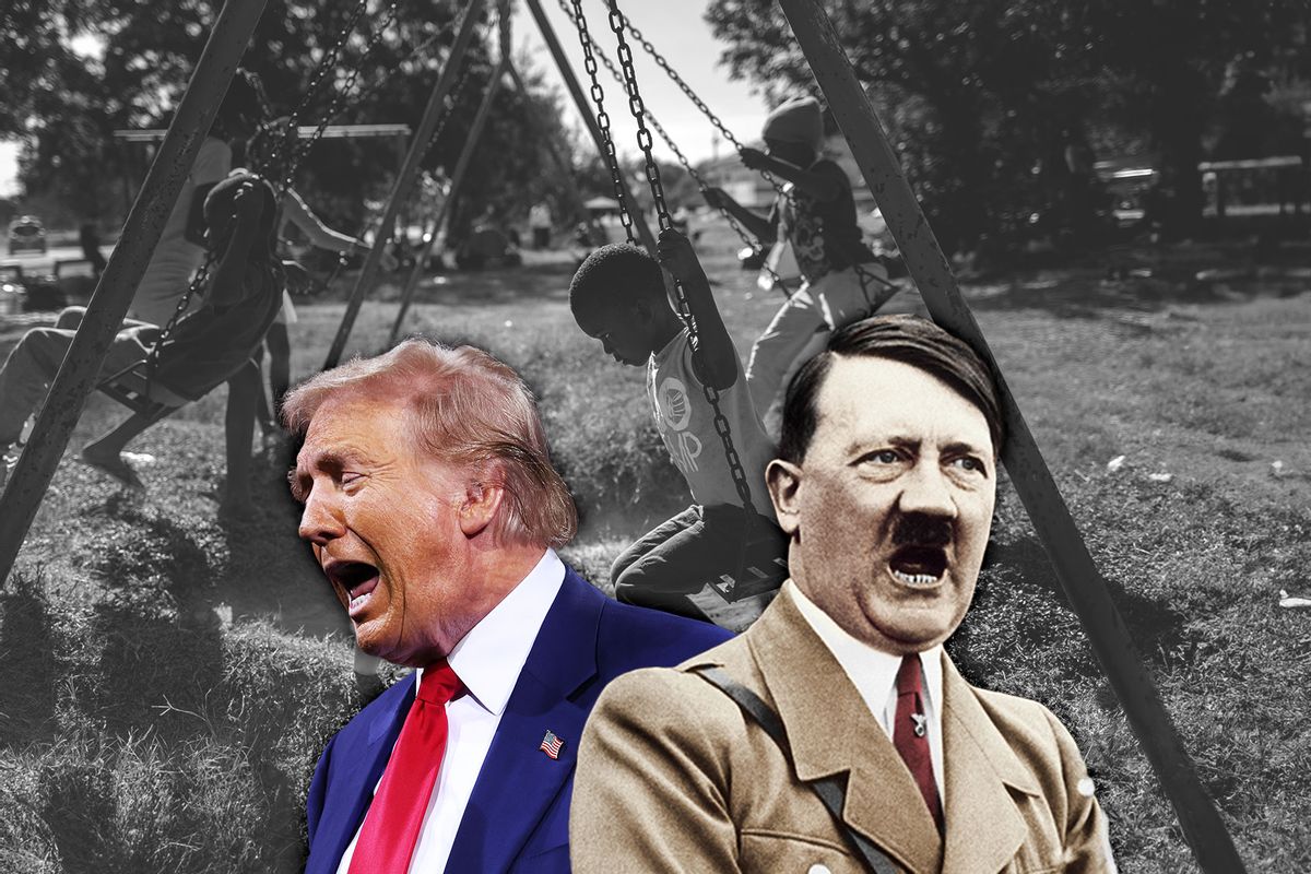 Donald Trump and Adolf Hitler | Immigrant children playing. (Photo illustration by Salon/Getty Images)