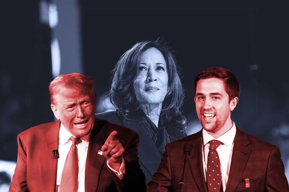 Donald Trump, Christopher Rufo, and Kamala Harris (Photo illustration by Salon/Getty Images)