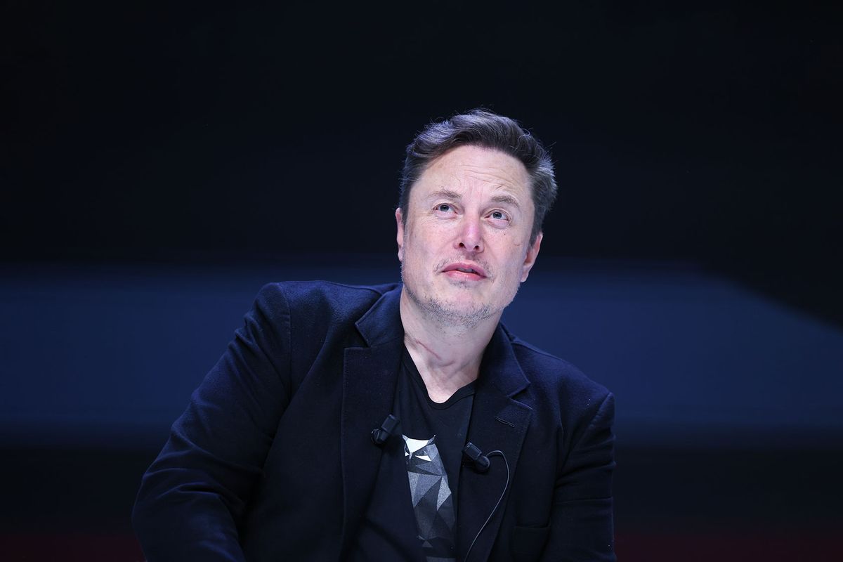 Elon Musk attends 'Exploring the New Frontiers of Innovation: Mark Read in Conversation with Elon Musk' session during the Cannes Lions International Festival Of Creativity 2024 - Day Three on June 19, 2024 in Cannes, France. (Marc Piasecki/Getty Images)