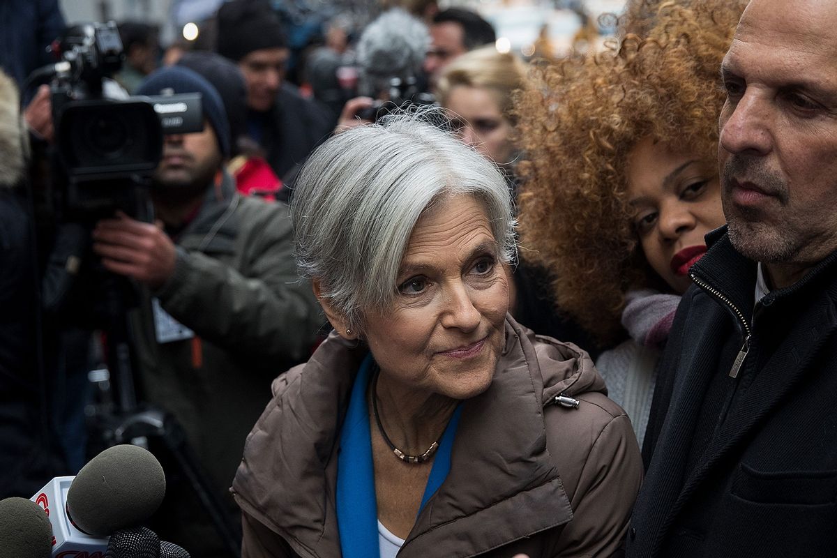 Green Party presidential candidate Jill Stein speaks at a news conference on Fifth Avenue across the street from Trump Tower December 5, 2016 in New York City. (Drew Angerer/Getty Images)