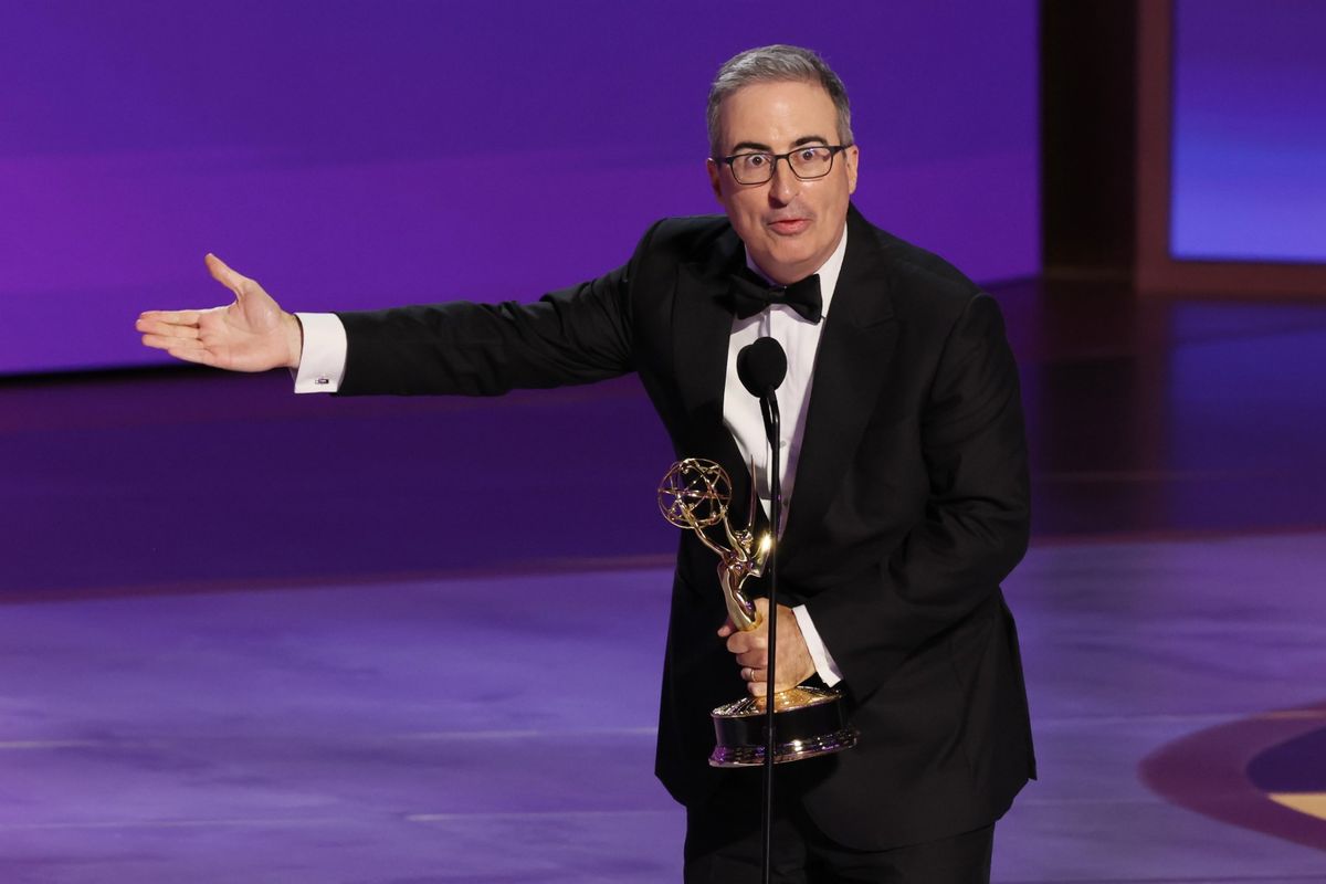 John Oliver 76th Primetime Emmy Awards at the Peacock Theater on Sunday, September 15, 2024 (Robert Gauthier / Los Angeles Times via Getty Images)