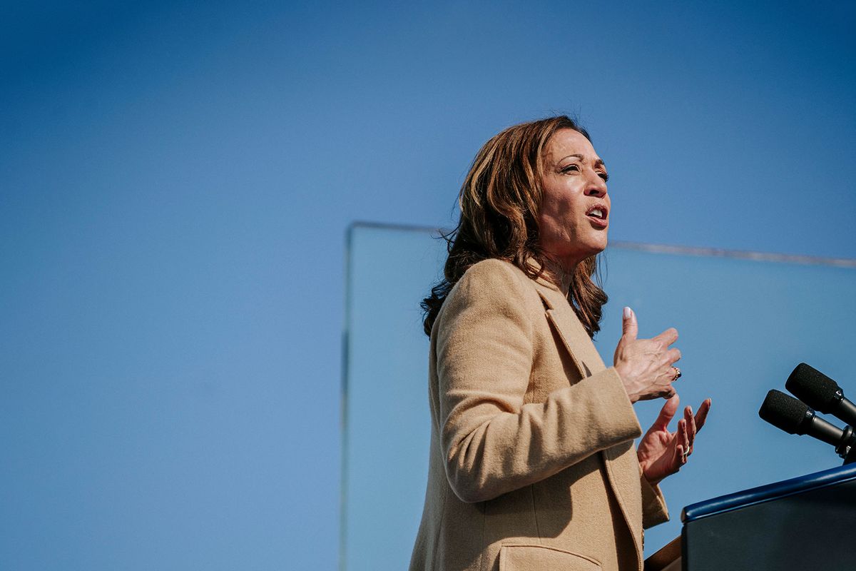 Democratic presidential nominee, U.S. Vice President Kamala Harris, made a campaign stop at the Throwback Brewery on September 4, 2024 in North Hampton, New Hampshire. (John Tully/Getty Images)