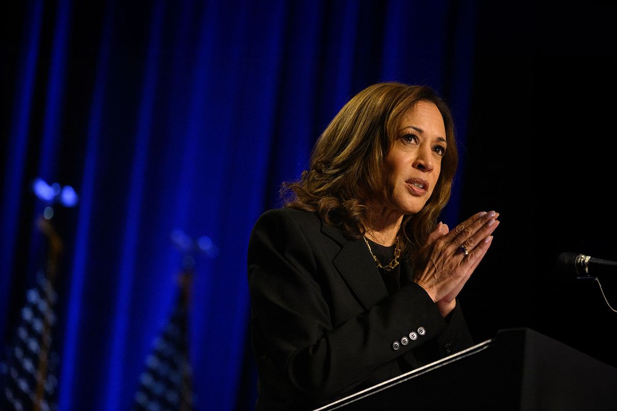 US Vice President and Democratic nominee for President Kamala Harris speaks at an event hosted by The Economic Club of Pittsburgh at Carnegie Mellon University on September 25, 2024 in Pittsburgh, Pennsylvania. (Jeff Swensen/Getty Images)