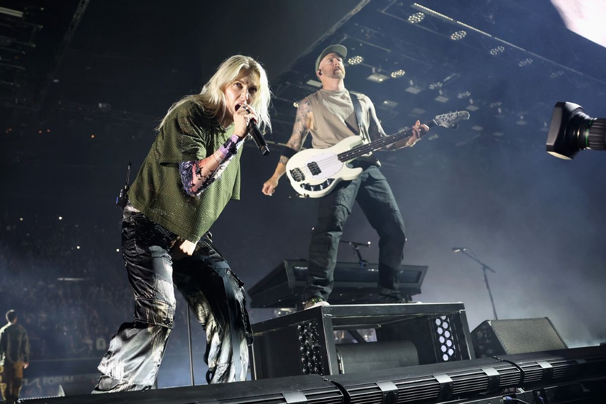 Emily Armstrong and Dave "Phoenix" Farrell perform during the Linkin Park: From Zero World Tour held at Kia Forum in Inglewood on September 10, 2024, in Inglewood, California.  (Jesse Grant/Variety via Getty Images)