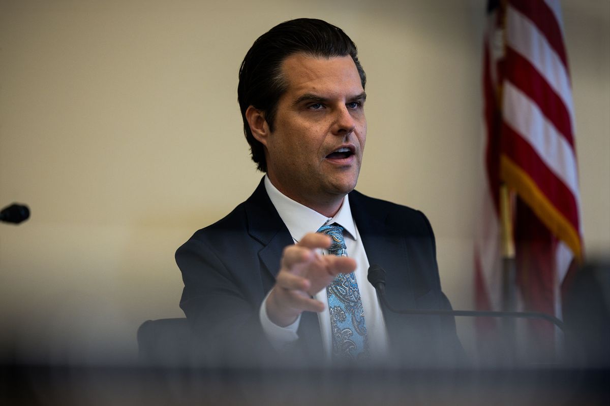 Rep. Matt Gaetz (R-FL) speaks during the House Judiciary Subcommittee on Crime and Federal Government Surveillance hearing on Oversight of the Federal Bureau of Prisons on Capitol Hill on July 23, 2024 in Washington, DC. (Tierney L. Cross/Getty Images)