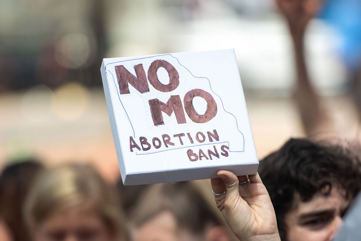 Thousands of demonstrators march in support of Planned Parenthood and pro-choice as they protest a state decision that would effectively halt abortions by revoking the license of the last center in the state that performs the procedure, during a rally in St. Louis, Missouri, May 30, 2019. (SAUL LOEB/AFP via Getty Images)