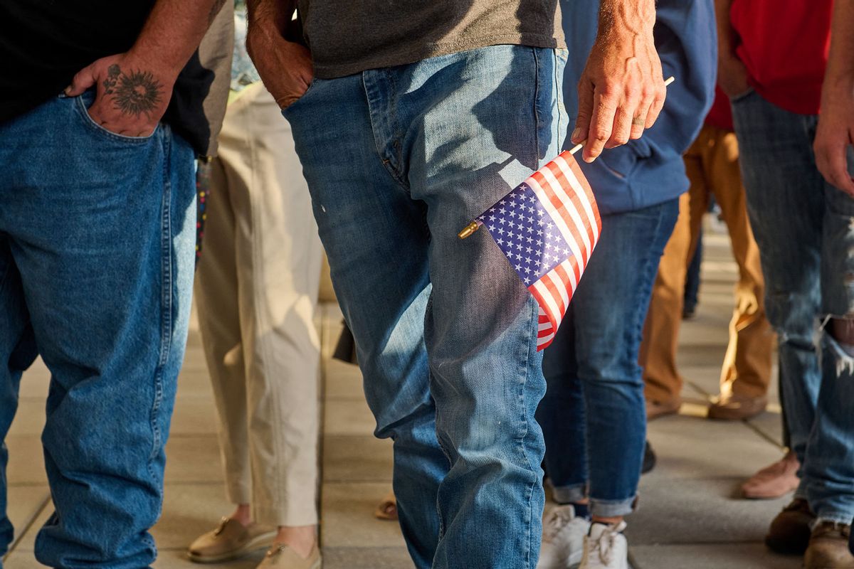 Residents of Springfield, OH voice their concerns during a town hall about the 2024 presidential election's focus on the town's influx of Haitian immigrants, Tuesday, Sept. 24, 2024. (DOMINIC GWINN/Middle East Images/AFP via Getty Images)