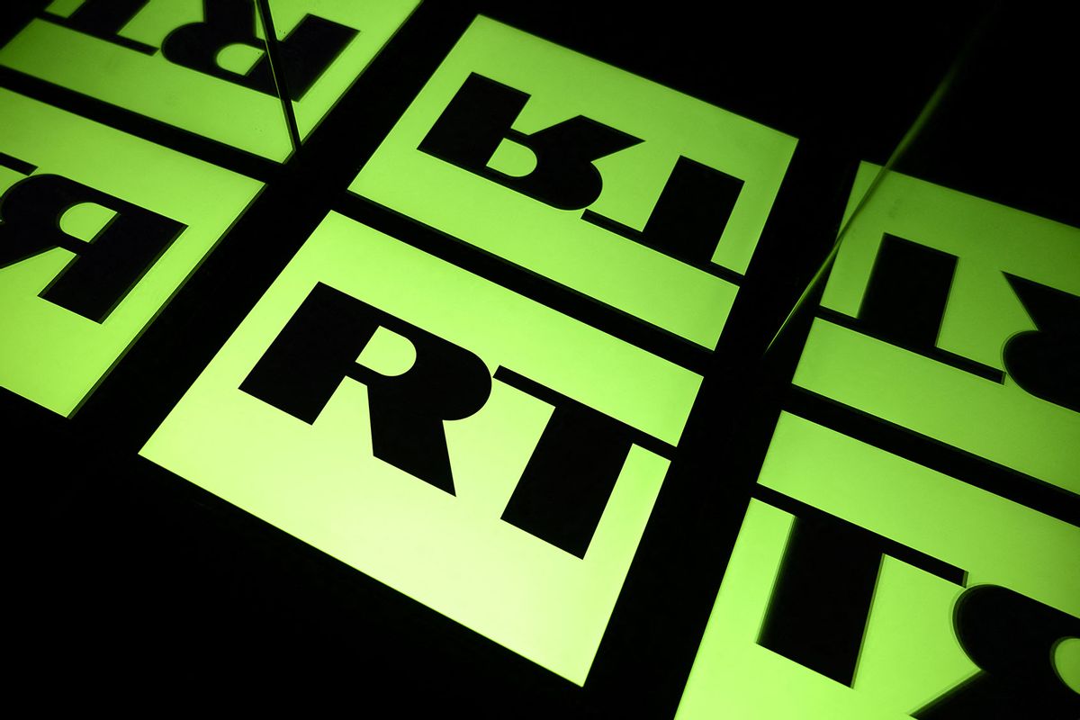 Logo of RT (Russia Today) TV channel (LIONEL BONAVENTURE/AFP via Getty Images)