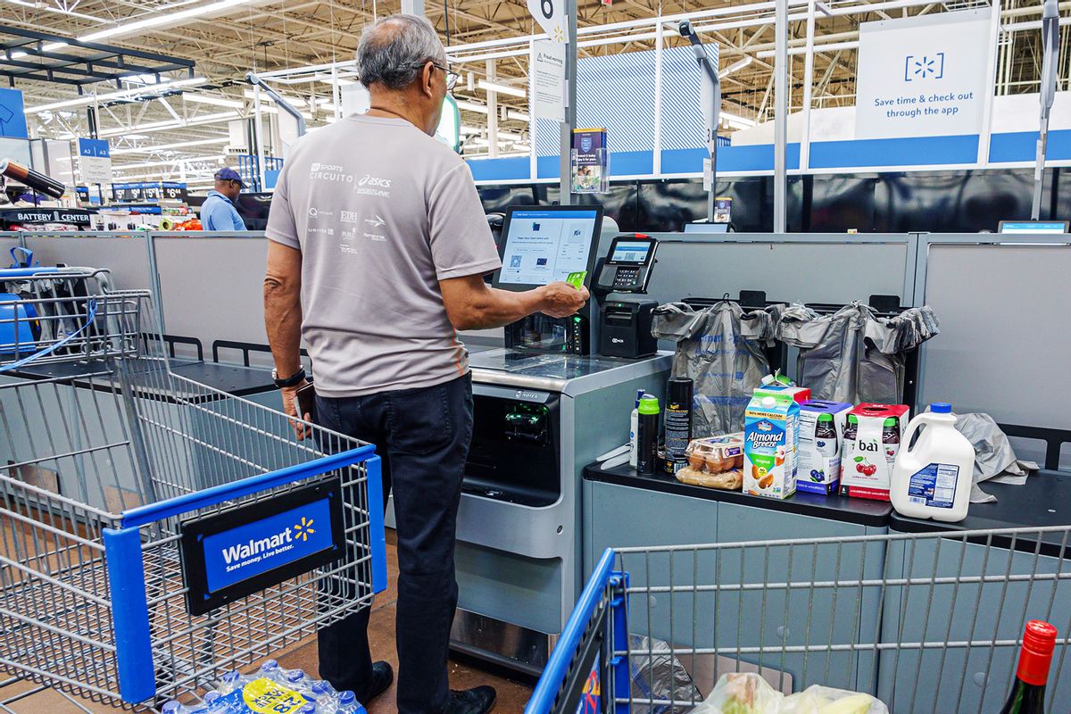 North Miami Beach, Florida, Walmart customer using Self Checkout. (Jeffrey Greenberg/Universal Images Group via Getty Images)