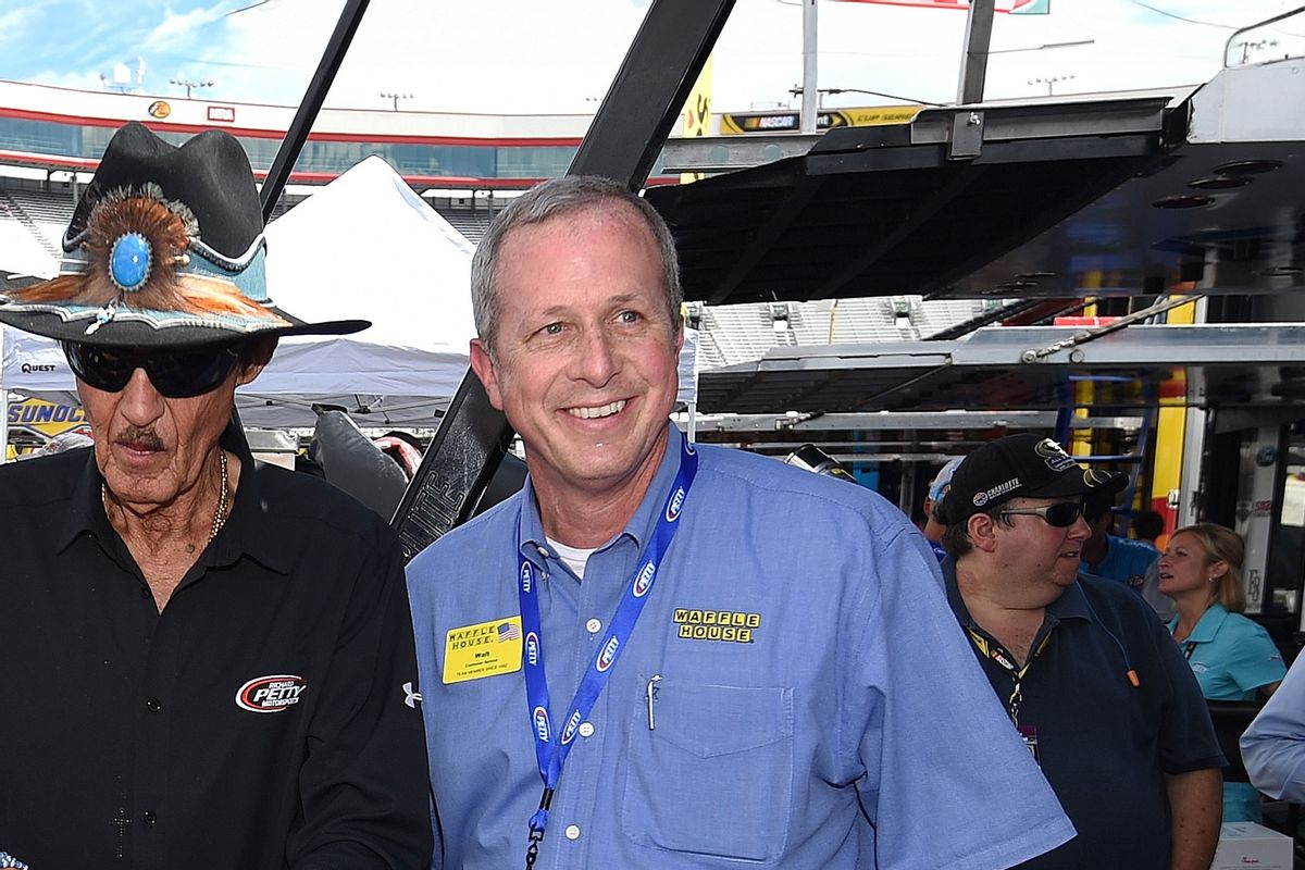 Walt Ehmer, CEO of Waffle House, at the NASCAR Sprint Cup Series Bass Pro Shops NRA Night Race at Bristol Motor Speedway on August 20, 2016 in Bristol, Tennessee. (Rainier Ehrhardt/NASCAR via Getty Images)