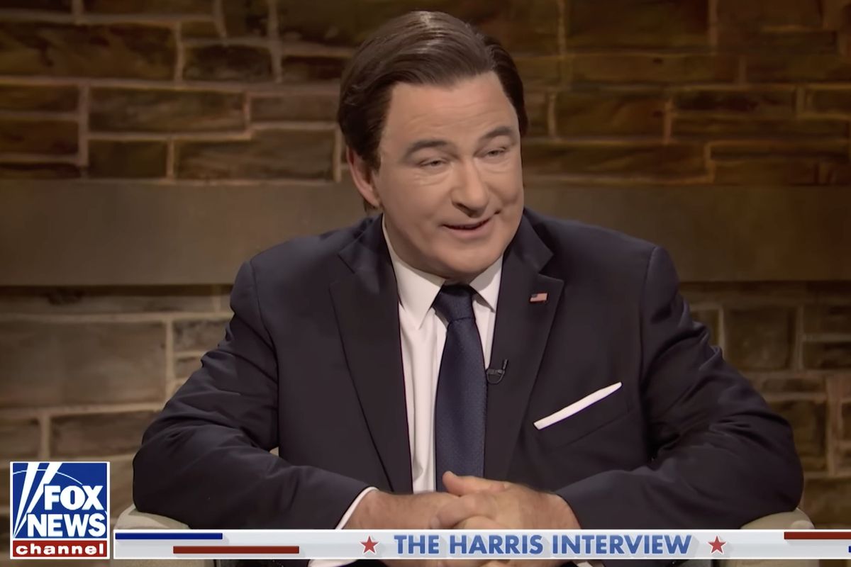 "I'm talking": Baldwin returns to "SNL" to spoof Harris' Baier interview