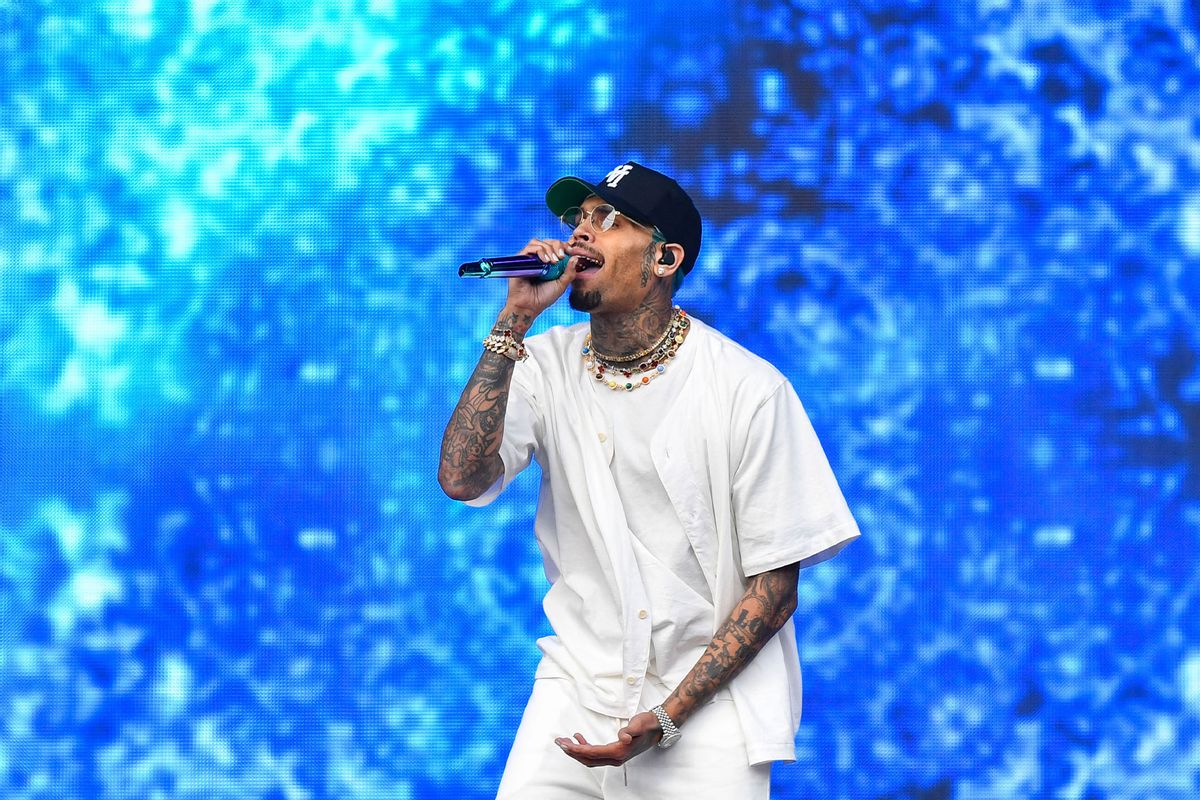 Chris Brown performs onstage during the Lovers & Friends music festival at the Las Vegas Festival Grounds on May 06, 2023 in Las Vegas, Nevada. (Aaron J. Thornton/WireImage/Getty Images)