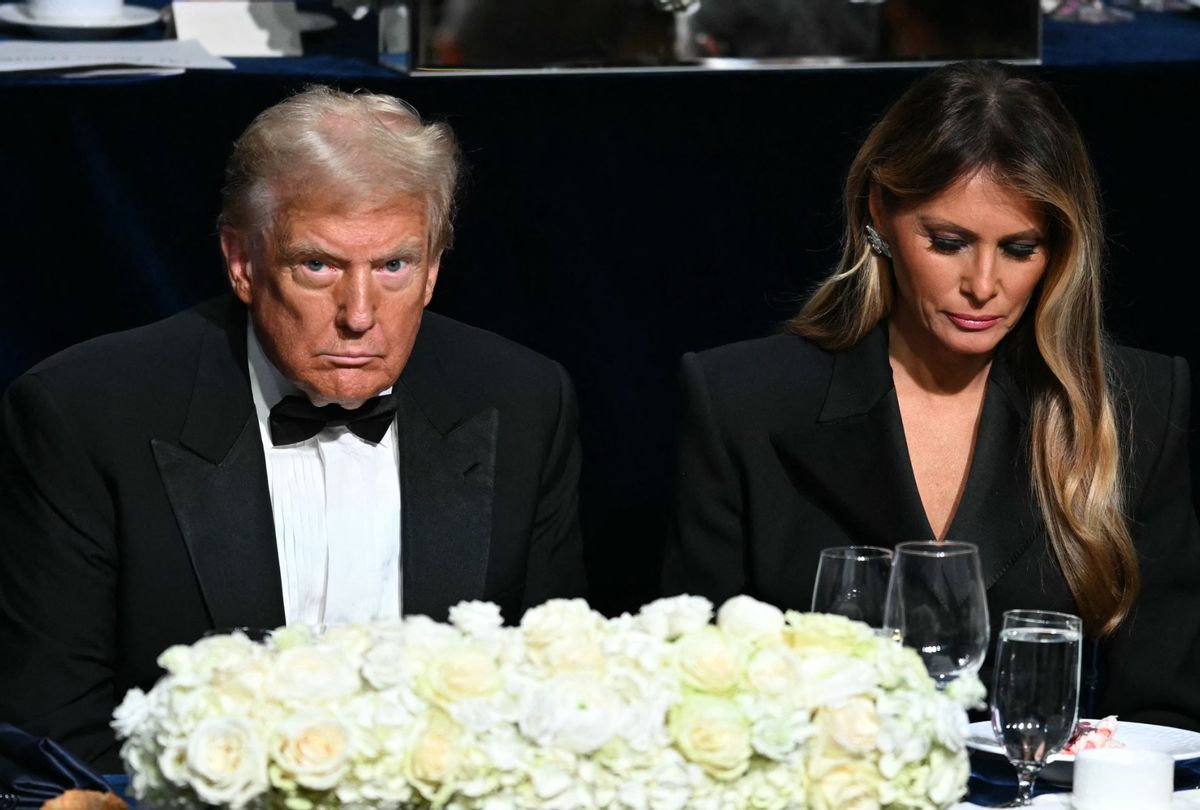 Former President and Republican presidential candidate Donald Trump and his wife Melania Trump attend the 79th Annual Alfred E. Smith Memorial Foundation Dinner at the Hilton Midtown in New York, October 17, 2024. (TIMOTHY A. CLARY/AFP via Getty Images)