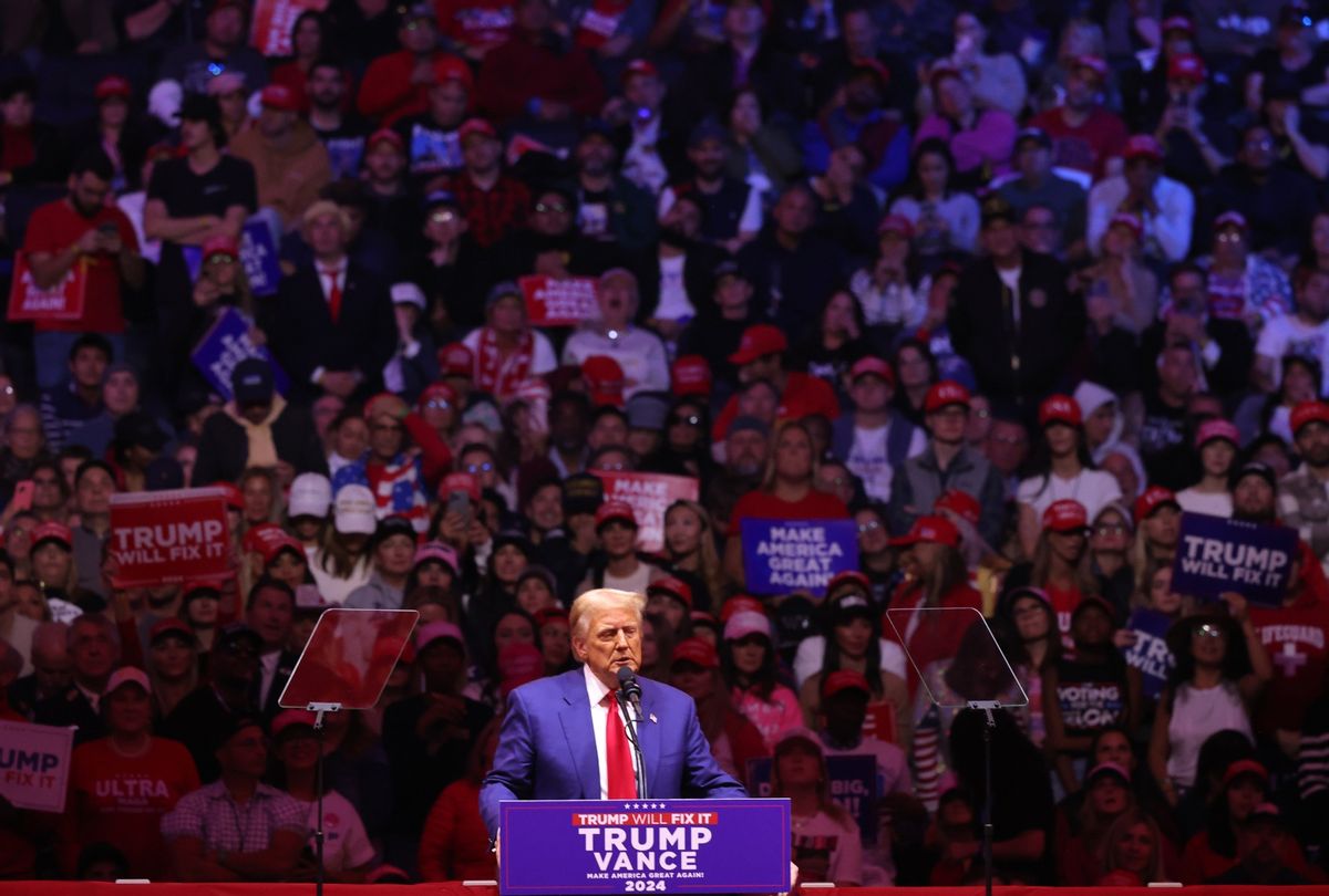 Republican presidential nominee, former U.S. President Donald Trump speaks at a campaign rally at Madison Square Garden on October 27, 2024 in New York City. (Michael M. Santiago/Getty Images)