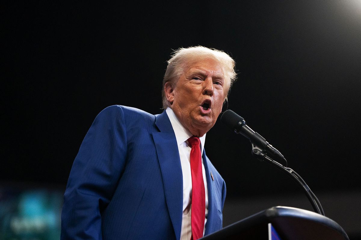 U.S. Republican presidential nominee, former President Donald Trump speaks during a campaign rally at Findlay Toyota Center on October 13, 2024 in Prescott Valley, Arizona. (Rebecca Noble/Getty Images)