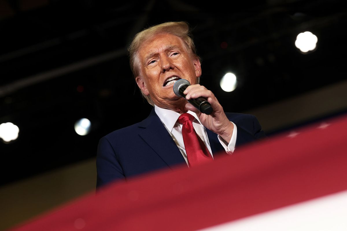 Republican presidential nominee, former U.S. President Donald Trump, speaks during a town hall campaign event at the Lancaster County Convention Center on October 20, 2024 in Lancaster, Pennsylvania. (Win McNamee/Getty Images)