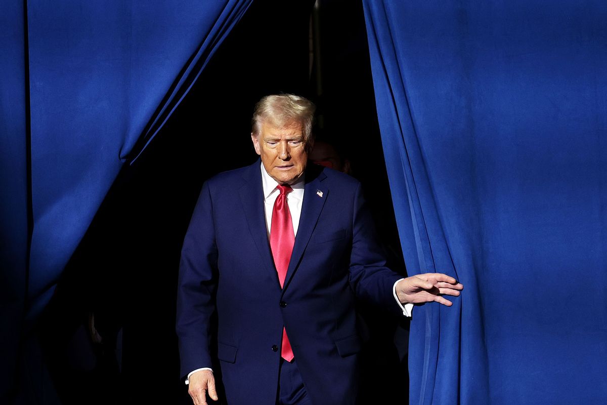 Republican presidential nominee, former U.S. President Donald Trump, arrives at a town hall campaign event at the Lancaster County Convention Center on October 20, 2024 in Lancaster, Pennsylvania. (Win McNamee/Getty Images)