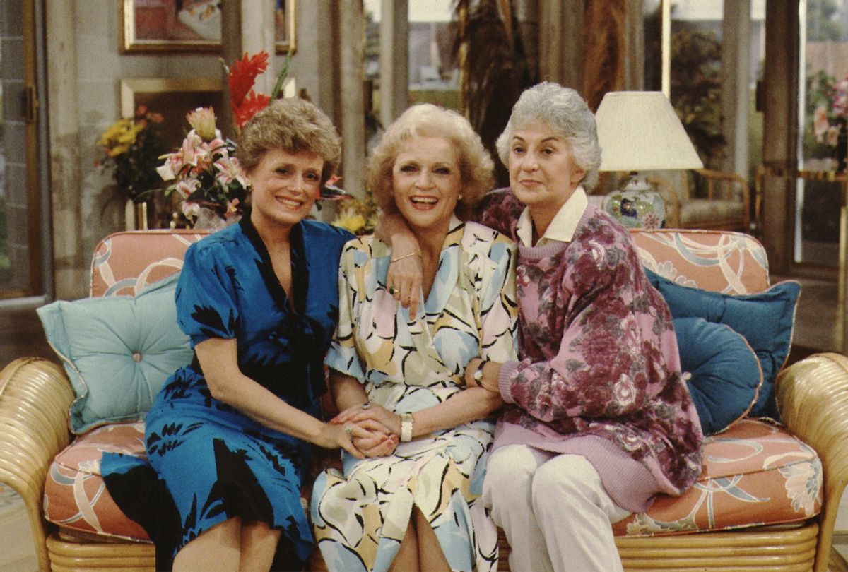 Rue Mclanahan, Betty White, and Bea Arthur pose for a portrait on the set of "The Golden Girls." (Mark Sennet/Getty Images)