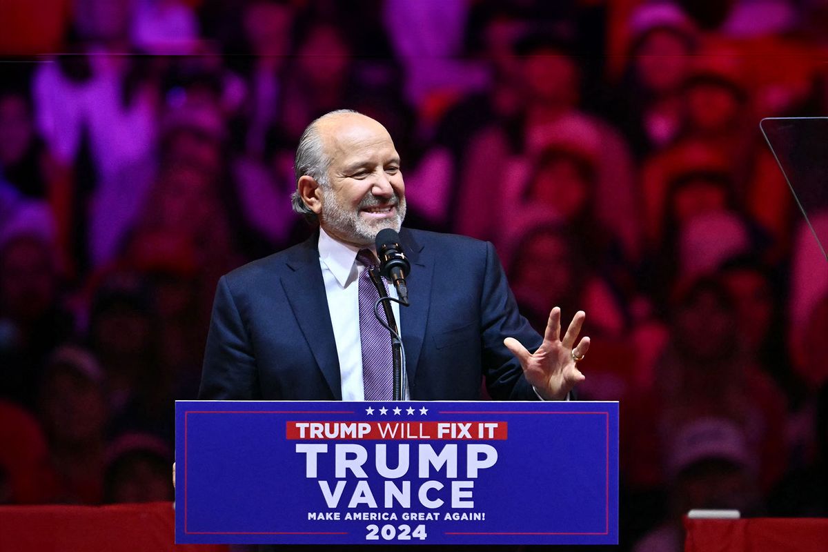 Howard Lutnick, Chairman and CEO of Cantor Fitzgerald and Co-Chair of the Trump 2024 Transition Team speaks at a rally for former US President and Republican presidential candidate Donald Trump at Madison Square Garden in New York, October 27, 2024. (ANGELA WEISS/AFP via Getty Images)