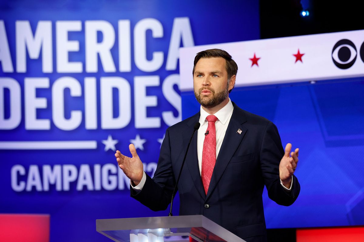 Republican vice presidential candidate Sen. JD Vance (R-OH) speaks during a debate at the CBS Broadcast Center on October 1, 2024 in New York City. (Chip Somodevilla/Getty Images)