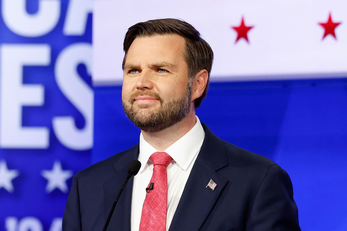 Republican vice presidential candidate Sen. JD Vance (R-OH) participates in a debate at the CBS Broadcast Center on October 1, 2024 in New York City. (Chip Somodevilla/Getty Images)