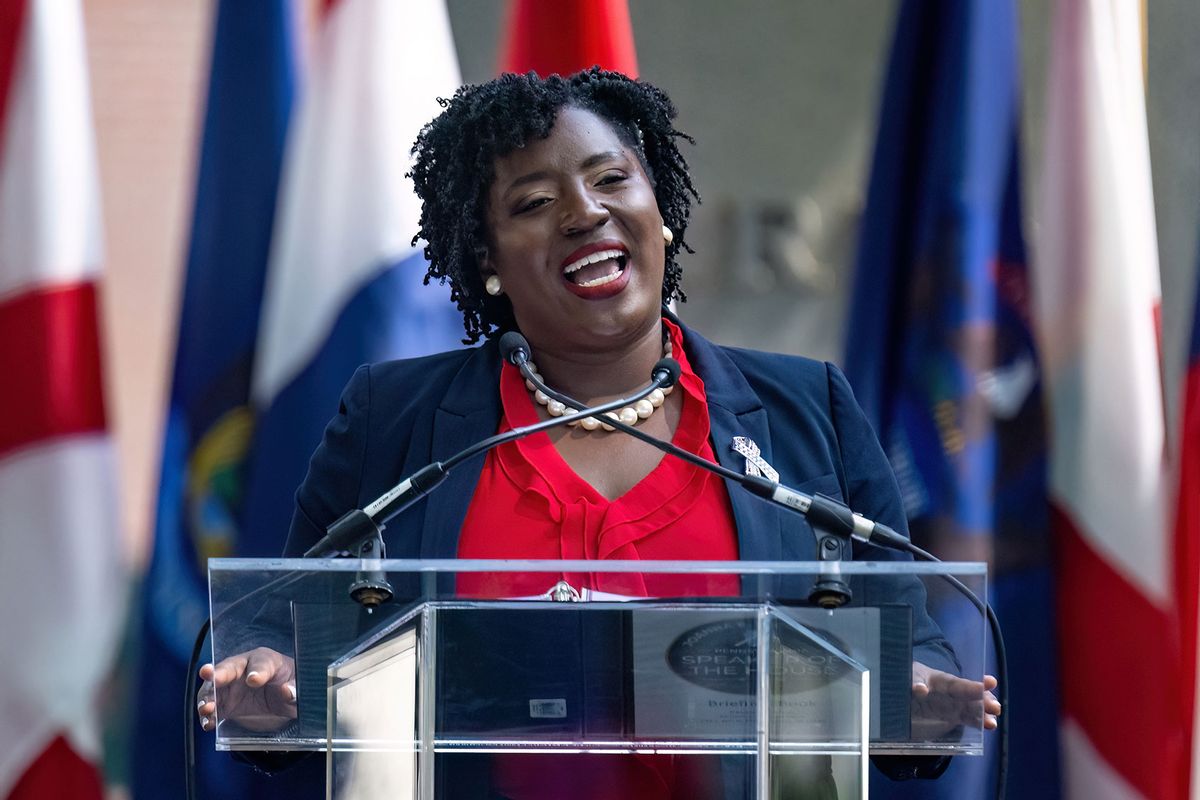 143rd Speaker of the Pennsylvania House of Representatives Joanna E. McClinton is seen during Celebration Of Freedom Ceremony at Independence Hall on July 04, 2024 in Philadelphia, Pennsylvania. (Gilbert Carrasquillo/GC Images/Getty Images)