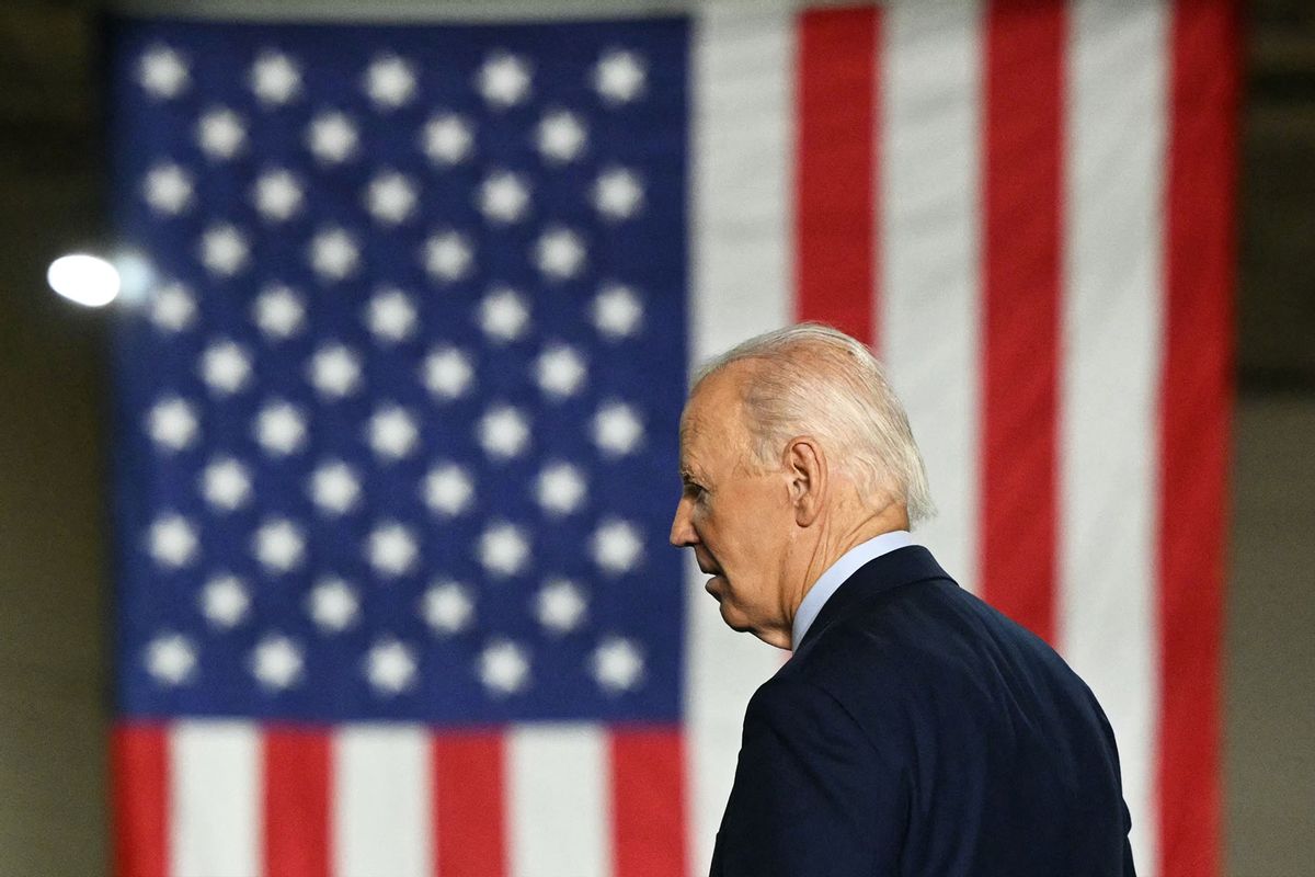 US President Joe Biden speaks on replacing lead pipes and job creation at the Department of Public Works Field Headquarters in Milwaukee, Wisconsin on October 8, 2024. (MANDEL NGAN/AFP via Getty Images)