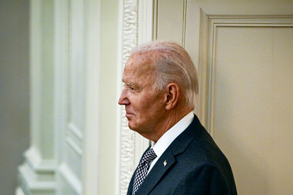 US President Joe Biden attends the 'Girls Leading Change' event in the East Room of the White House in Washington, DC, on October 10, 2024. (Celal Gunes/Anadolu via Getty Images)