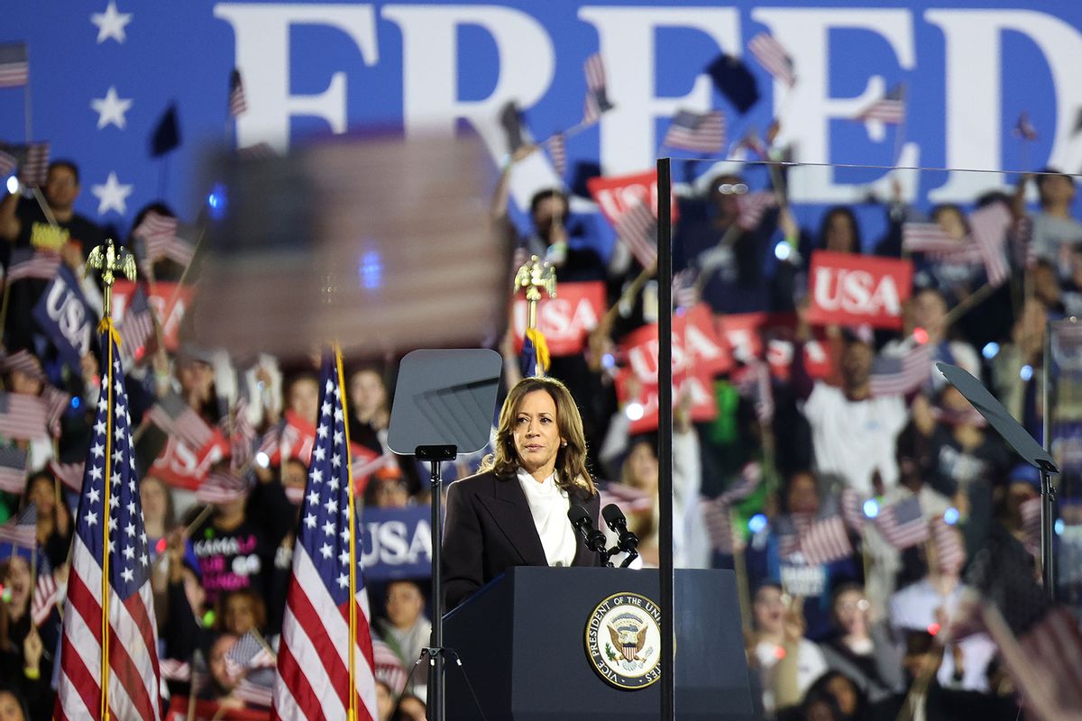 Democratic presidential nominee U.S. Vice President Kamala Harris speaks during a campaign rally on the Ellipse on October 29, 2024 in Washington, DC. (Tasos Katopodis/Getty Images)