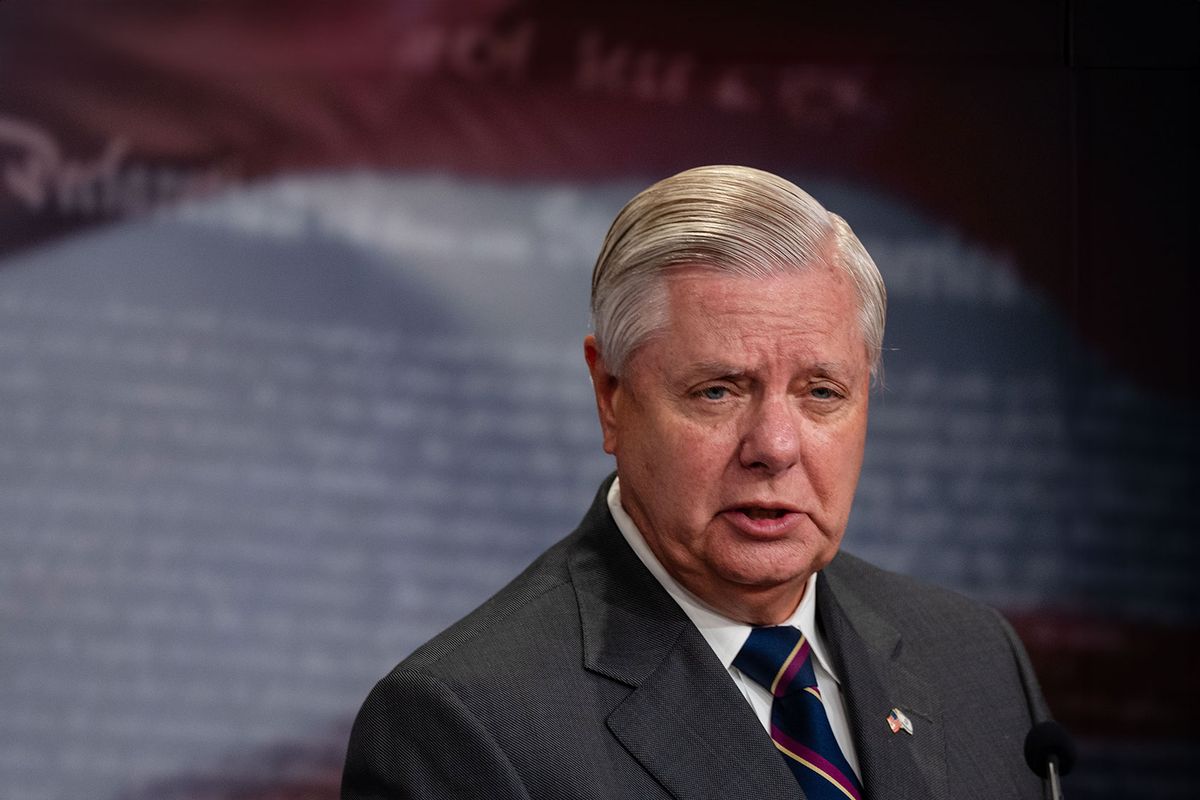 Sen. Lindsey Graham (R-SC) speaks during a news conference at the U.S. Capitol on July 31, 2024 in Washington, DC. (Kent Nishimura/Getty Images)