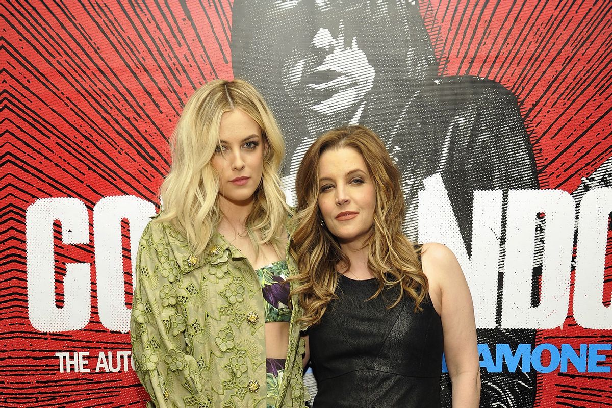 Riley Keough and Lisa Marie Presley attend "Commando: The Autobiography of Johnny Ramone" launch party hosted by Linda Ramone on April 27, 2012 in West Hollywood, California. (John Sciulli/WireImage/Getty Images)