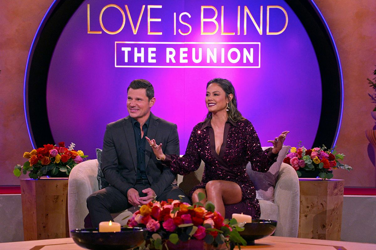 Nick Lachey, Vanessa Lachey in "Love is Blind" (Courtesy of Netflix)