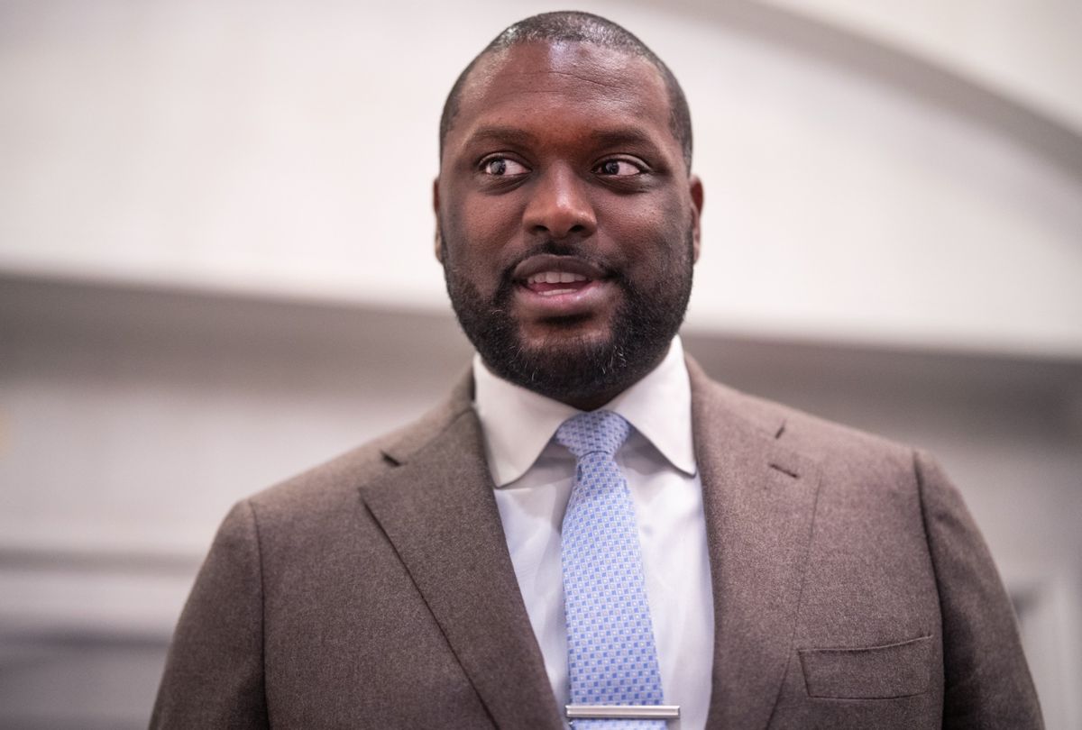 Former Rep. Mondaire Jones, D-N.Y., Democratic candidate for New York's 17th Congressional District, in Pearl River, N.Y., on Friday, October 18, 2024. (Tom Williams/CQ-Roll Call, Inc via Getty Images)