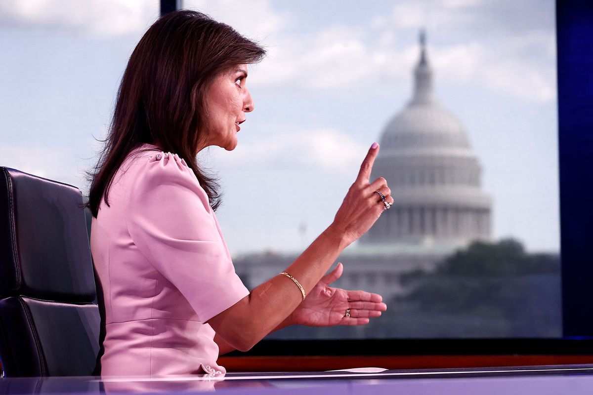 Former Republican presidential candidate Nikki Haley visits "Special Report with Bret Baier" at FOX News D.C. Bureau on August 13, 2024 in Washington, DC. (Paul Morigi/Getty Images)