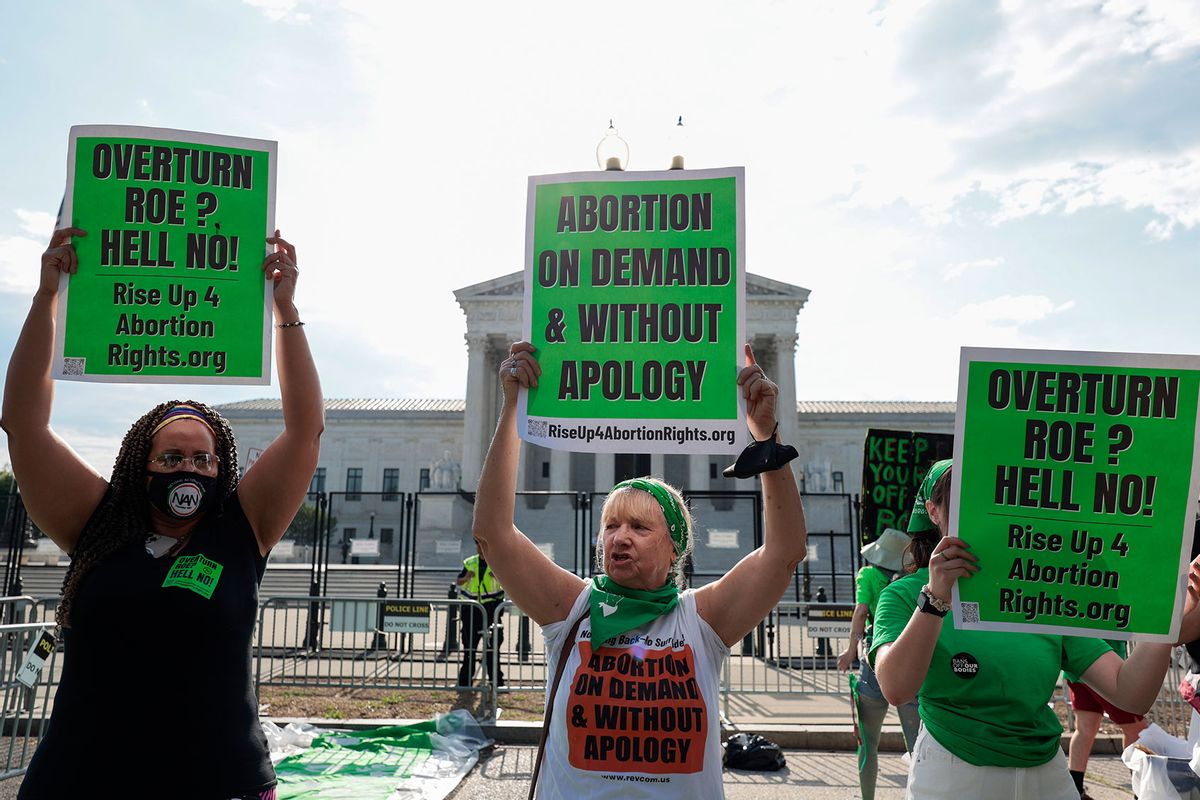 Pro-abortion rights activists demonstrate in front of the U.S. Supreme Court Building on June 13, 2022 in Washington, DC. (Anna Moneymaker/Getty Images)