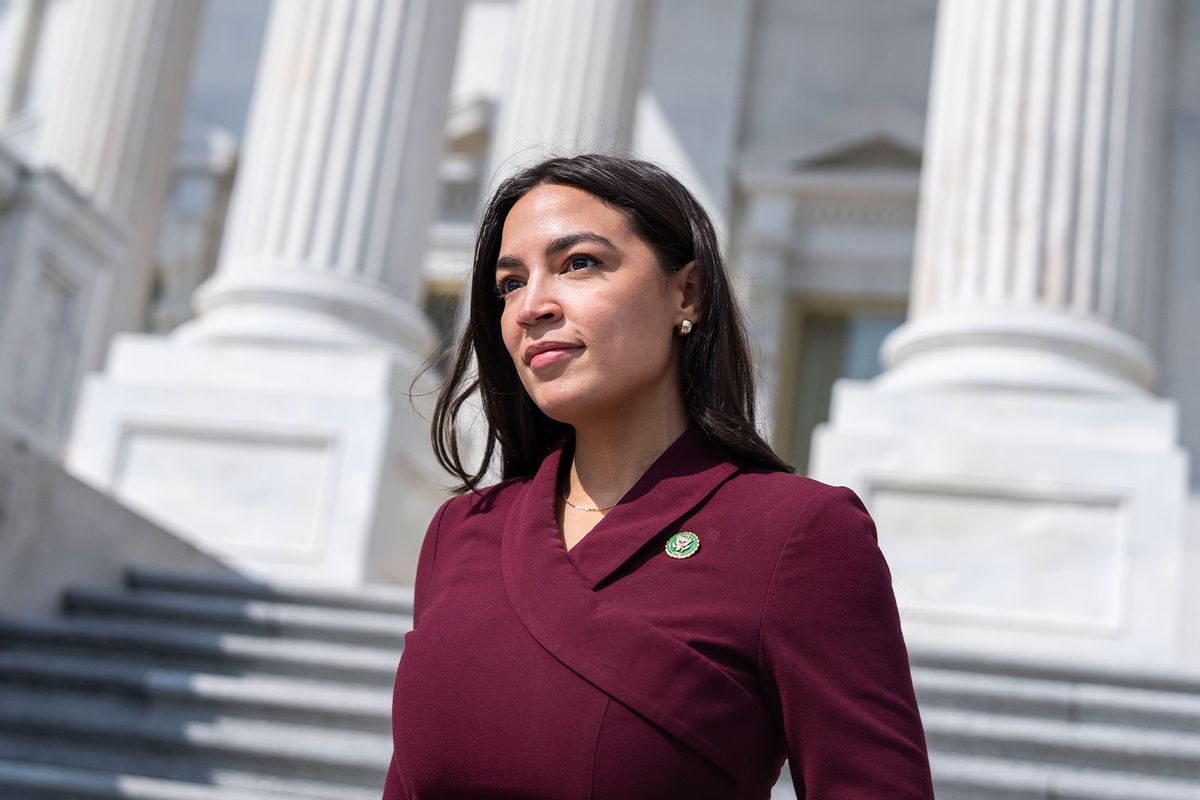 Rep. Alexandria Ocasio-Cortez, D-N.Y., leaves the U.S. Capitol after the last votes of the week on Thursday, September 12, 2024. (Tom Williams/CQ-Roll Call, Inc via Getty Images)