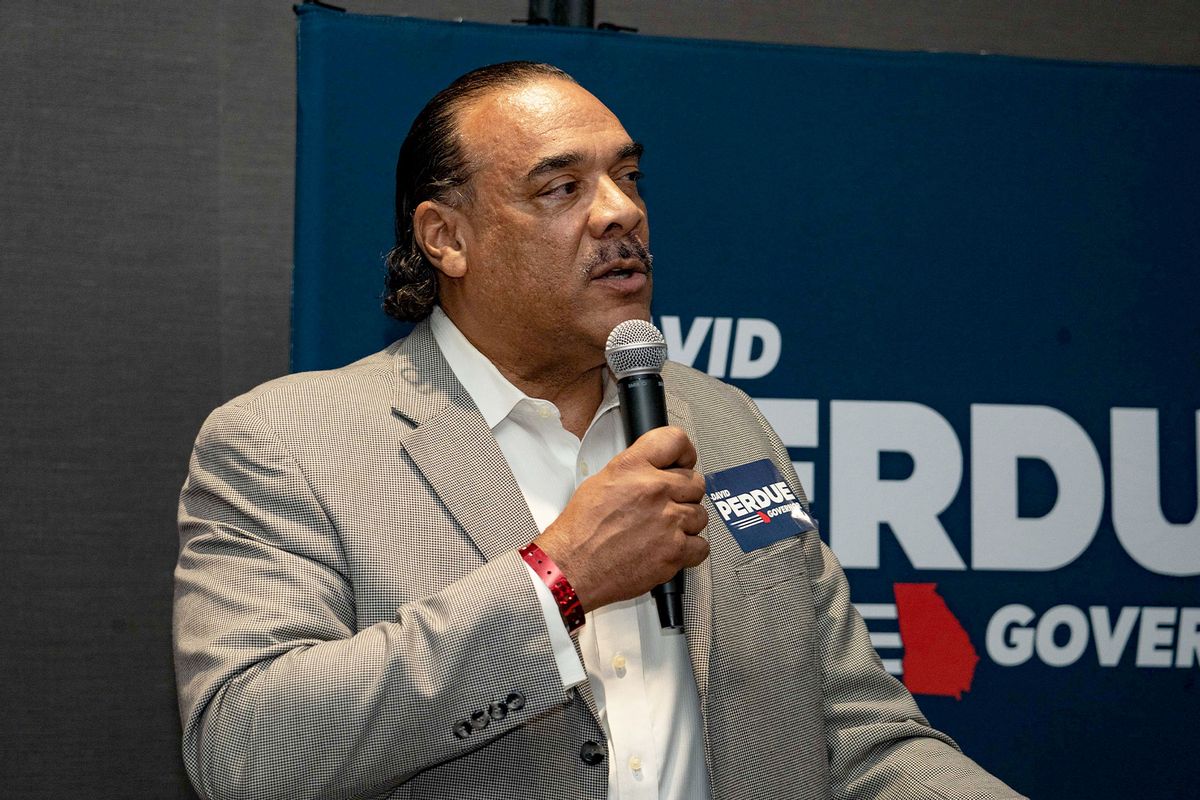 Bruce LeVell, a former advisor to former President Donald Trump, speaks at an election-night event for Republican gubernatorial candidate David Perdue on May 24, 2022 in Atlanta, Georgia. (Megan Varner/Getty Images)