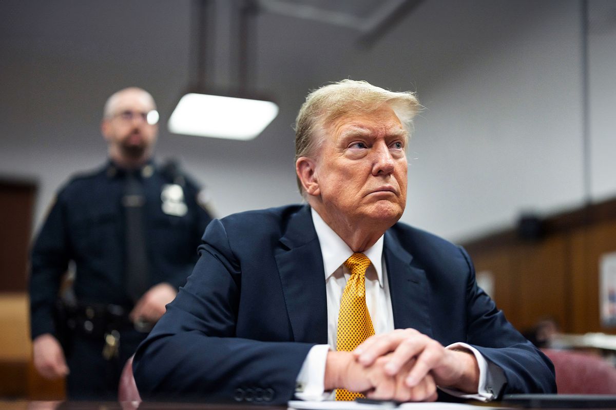 Former U.S. President Donald Trump sits in the courtroom for his trial for allegedly covering up hush money payments at Manhattan Criminal Court on May 21, 2024 in New York City. (Justin Lane-Pool/Getty Images)