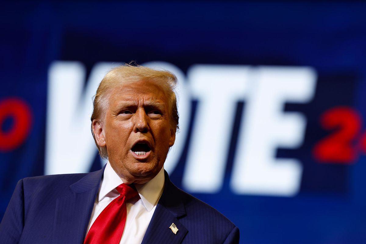 Republican presidential nominee, former U.S. President Donald Trump speaks during a campaign rally at Bryce Jordan Center on October 26, 2024 in State College, Pennsylvania. (Anna Moneymaker/Getty Images)