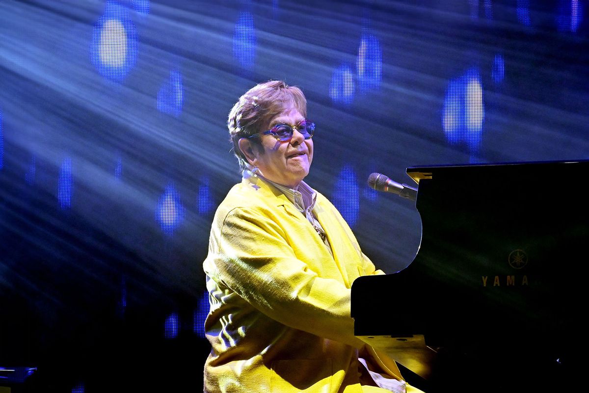 Elton John performs onstage during MFEI Spirit Of Life honoring Jay Marciano at Shrine Auditorium and Expo Hall on October 22, 2024 in Los Angeles, California. (Lester Cohen/Getty Images for City of Hope)