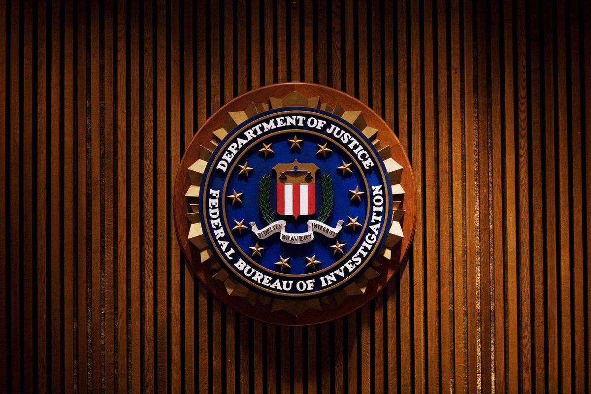 A crest of the Federal Bureau of Investigation is seen inside the J. Edgar Hoover FBI Building in Washington, DC. (MANDEL NGAN/AFP via Getty Images)