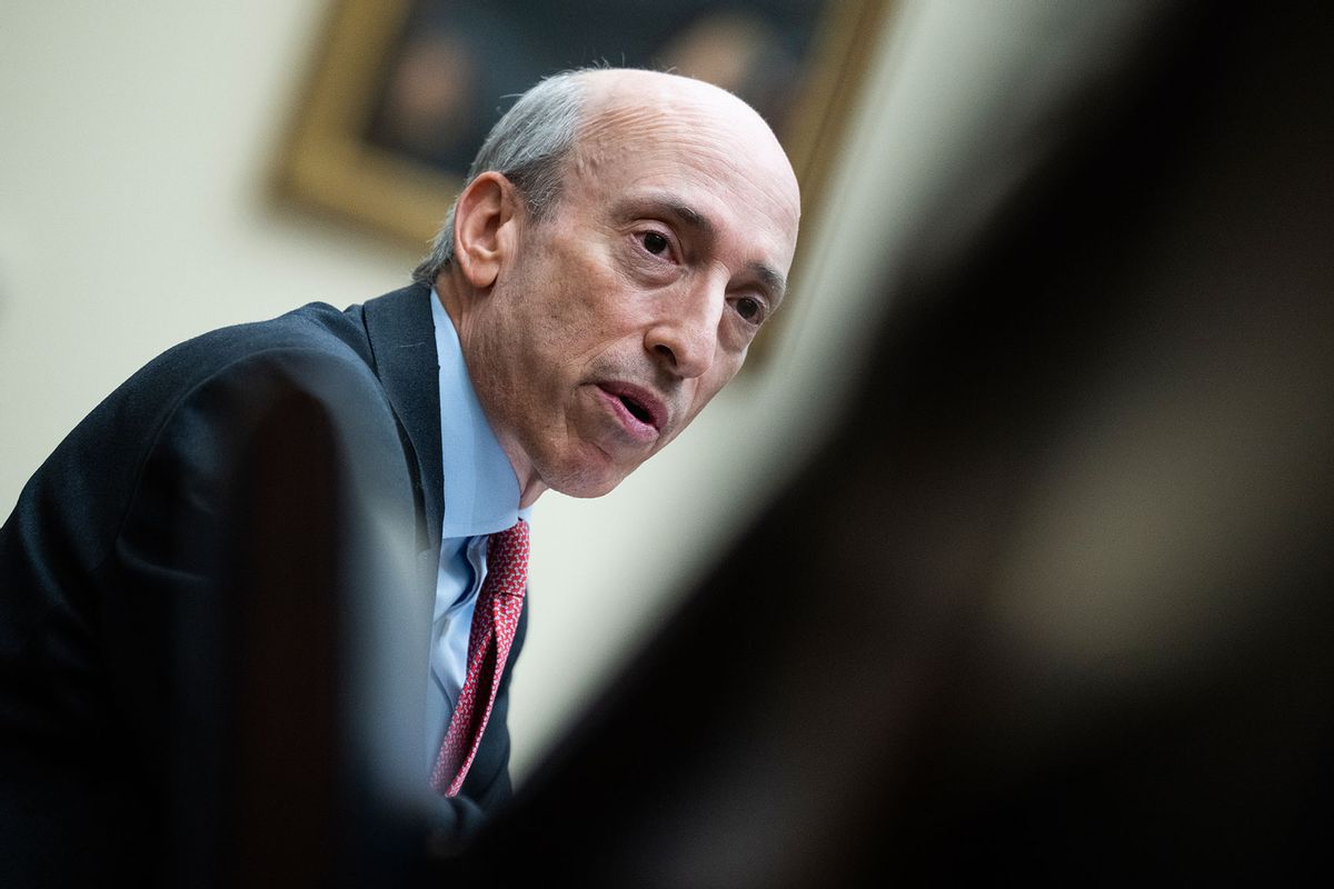 SEC Chair Gary Gensler testifies during the House Financial Services Committee hearing titled "Oversight of the Securities and Exchange Commission," in Rayburn Building on Wednesday, September 27, 2023. (Tom Williams/CQ-Roll Call, Inc via Getty Images)