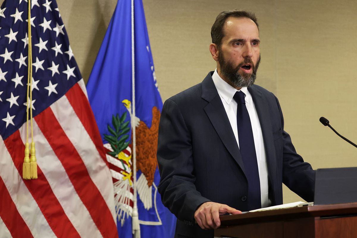 Special Counsel Jack Smith delivers remarks on a recently unsealed indictment against former President Donald Trump at the Justice Department on June 9, 2023 in Washington, DC. (Alex Wong/Getty Images)