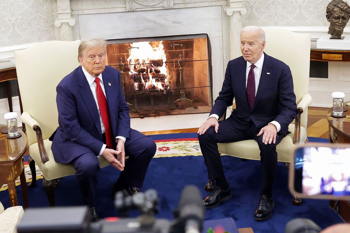 U.S. President Joe Biden meets with U.S. President-elect Donald Trump in the Oval Office at the White House on November 13, 2024 in Washington, DC. (Alex Wong/Getty Images)