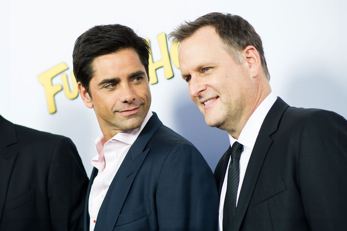 Actors John Stamos and Dave Coulier attend the premiere of Netflix's 'Fuller House' at Pacific Theatres at The Grove on February 16, 2016 in Los Angeles, California. (Emma McIntyre/Getty Images)