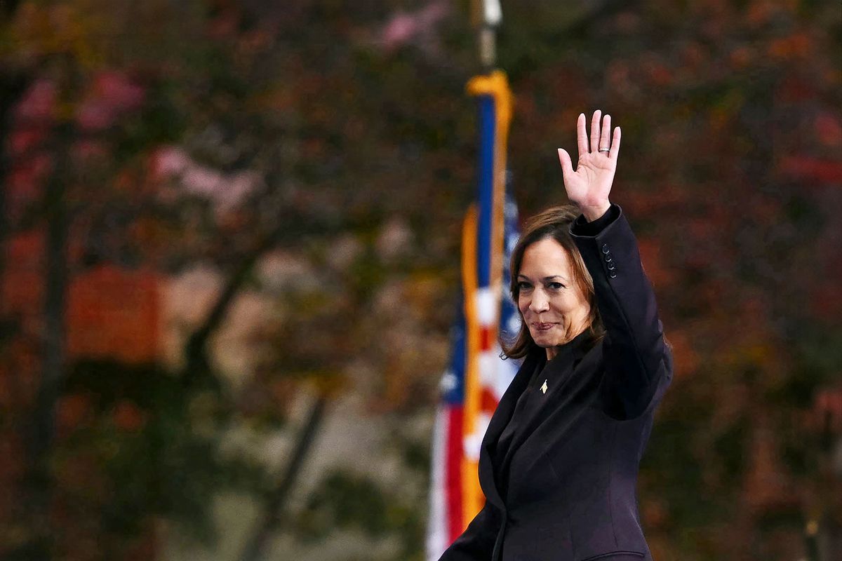 US Vice President Democratic presidential candidate Kamala Harris waves at supporters after delivering her concession speech at Howard University in Washington, DC, on November 6, 2024. (ANGELA WEISS/AFP via Getty Images)