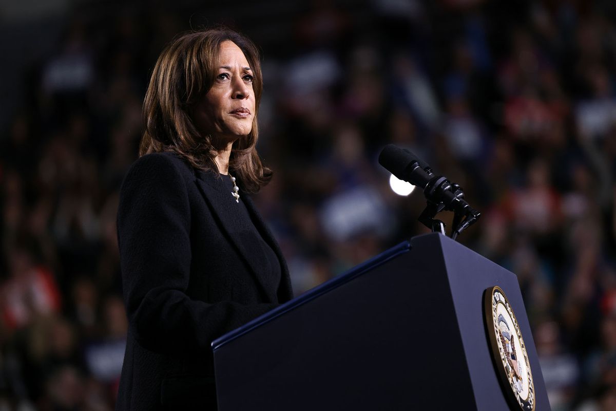 Democratic presidential nominee, U.S. Vice President Kamala Harris speaks at a campaign rally on November 04, 2024 in Allentown, Pennsylvania. (Michael M. Santiago/Getty Images)