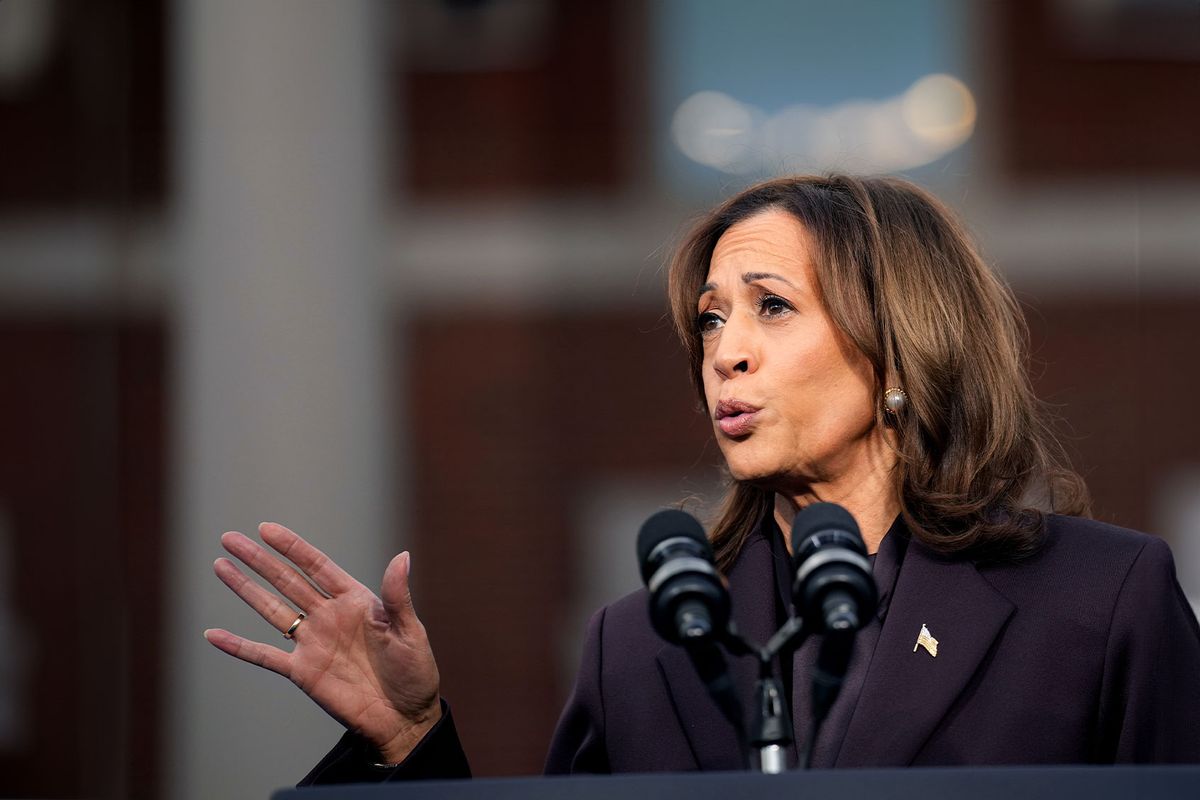 Democratic presidential nominee, U.S. Vice President Kamala Harris speaks on stage as she concedes the election, at Howard University on November 06, 2024 in Washington, DC. (Andrew Harnik/Getty Images)